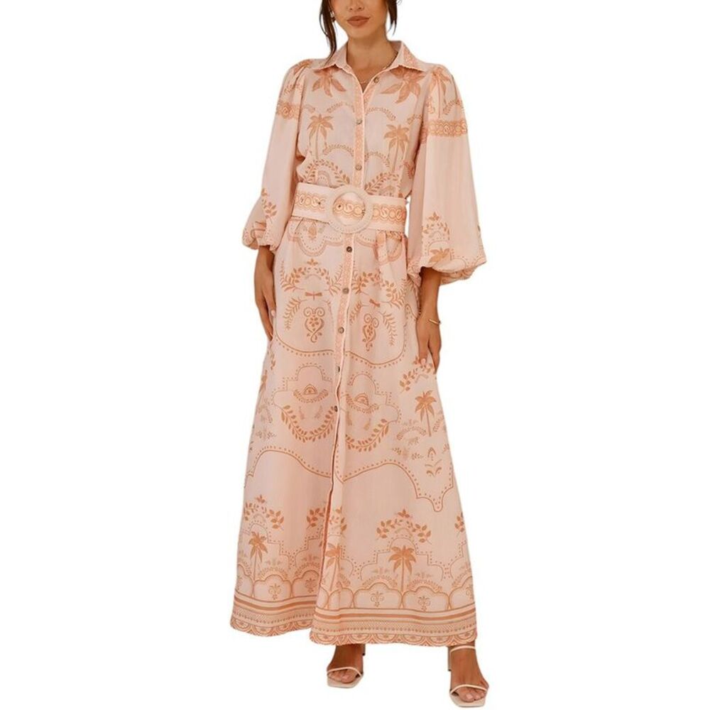 Amina Glam Womens  Linen-Blend Maxi Dress